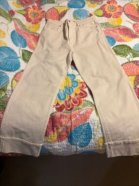 LOFT Cream Wide-Leg Jeans